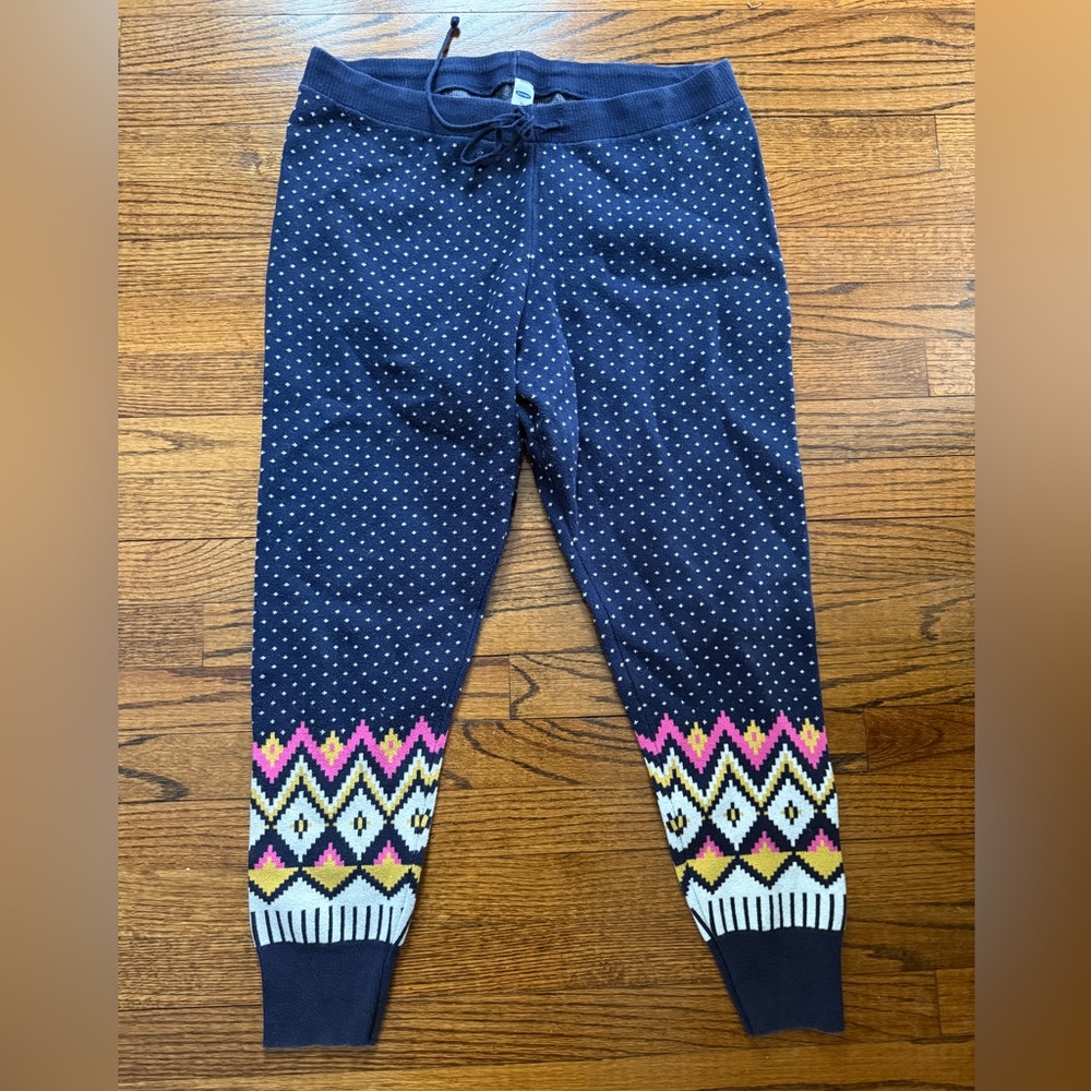 Old Navy Blue and White Knit Joggers